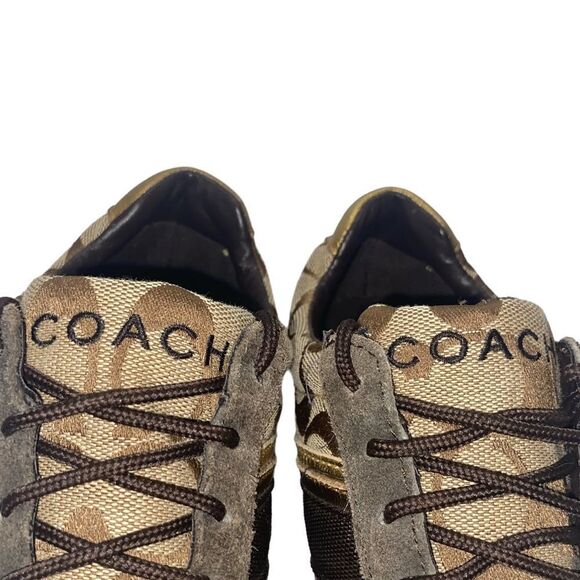 COACH JAYME Wm’s Sz 6 Brown Suede Trim Tan Signature C Fabric Sneaker Shoes - Picture 5 of 8